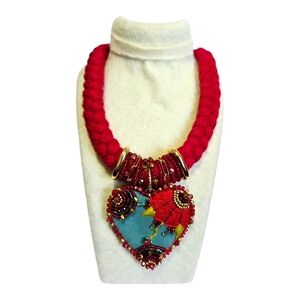 Handembroidered Heart Necklace
